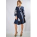 Embroidered Wrap Around Dress "Firebird" Navy